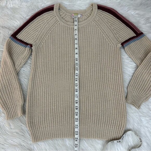 Pink Rose Women’s Tan Streetwear Crew Neck Long Sleeve Ribbed Knit Sweater M/C34 - Picture 9 of 11